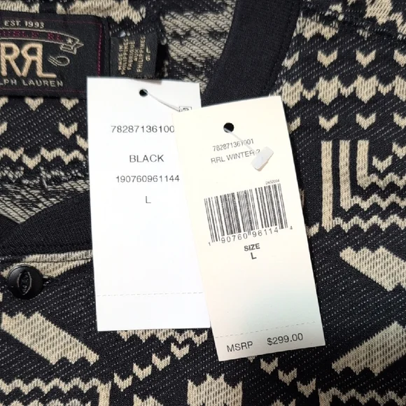 RLX Ralph Lauren Black and Cream Crewneck Sweater Nordic Design - Picture 2 of 10